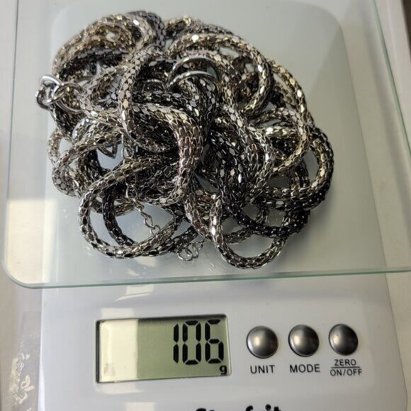 Chunky Silver Tone Choker Chain Link Necklace and Earrings Set - Picture 12 of 12